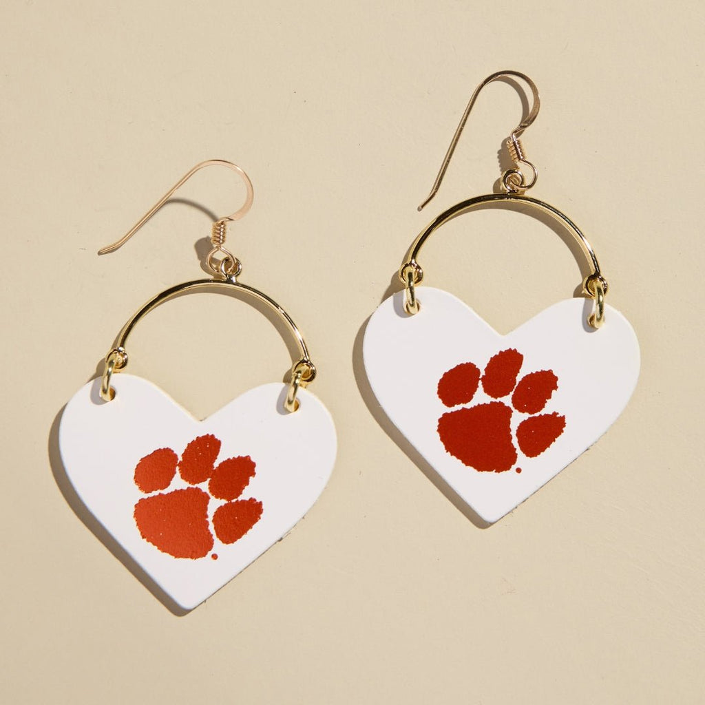 White Clemson University Paw Print Lover