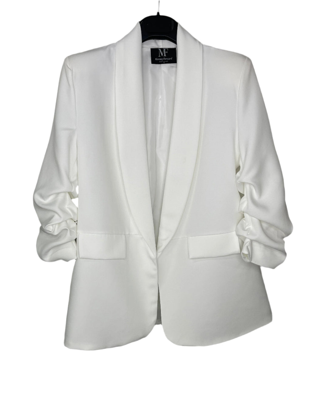 Ohio State Curve Black White Ruched Sleeve Blazer
