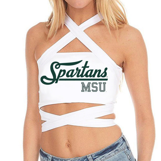 Michigan State White Multi Way Bandeau Top