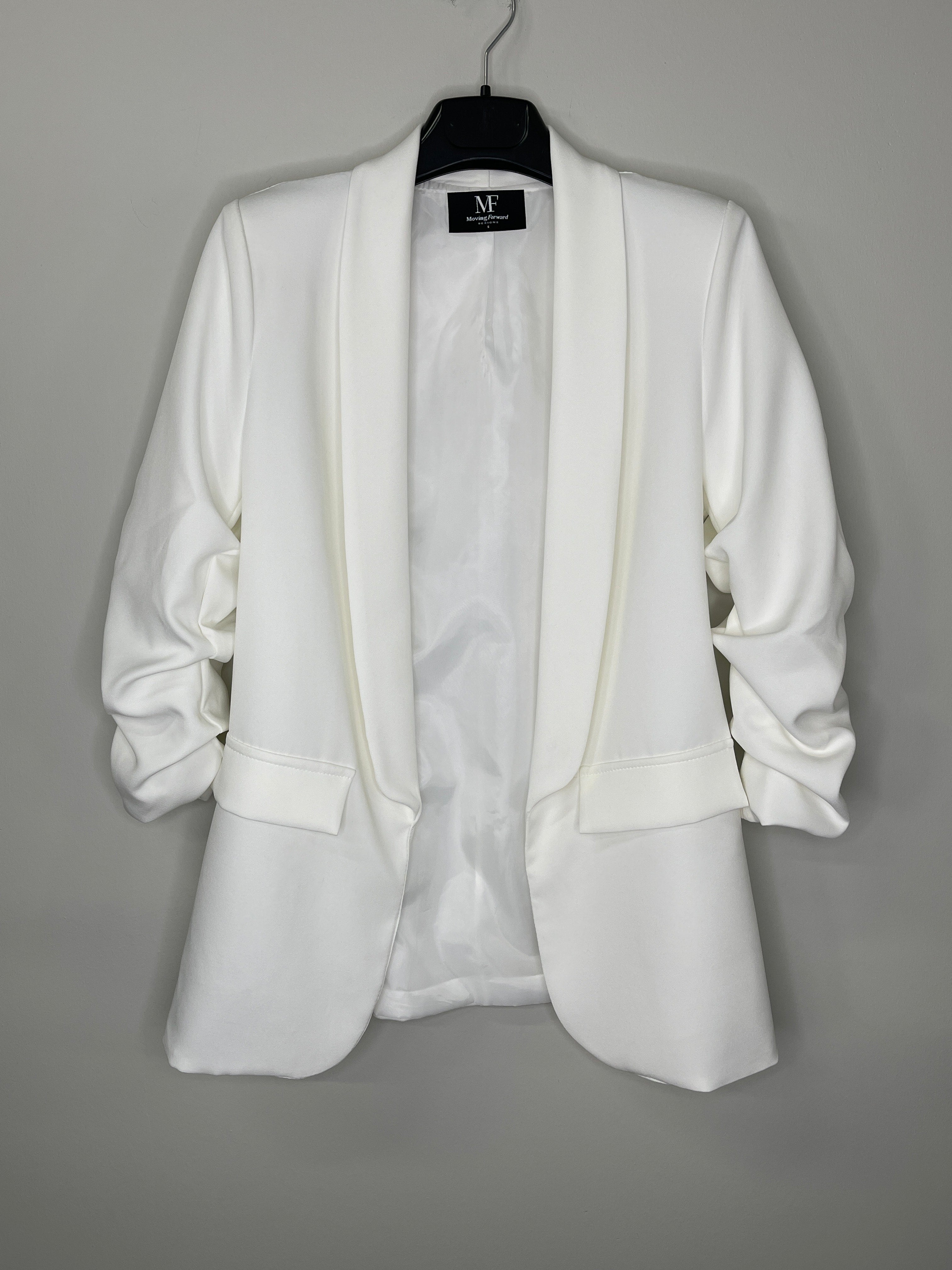 University of Texas-Austin Longhorns White Ruched Sleeve Blazer