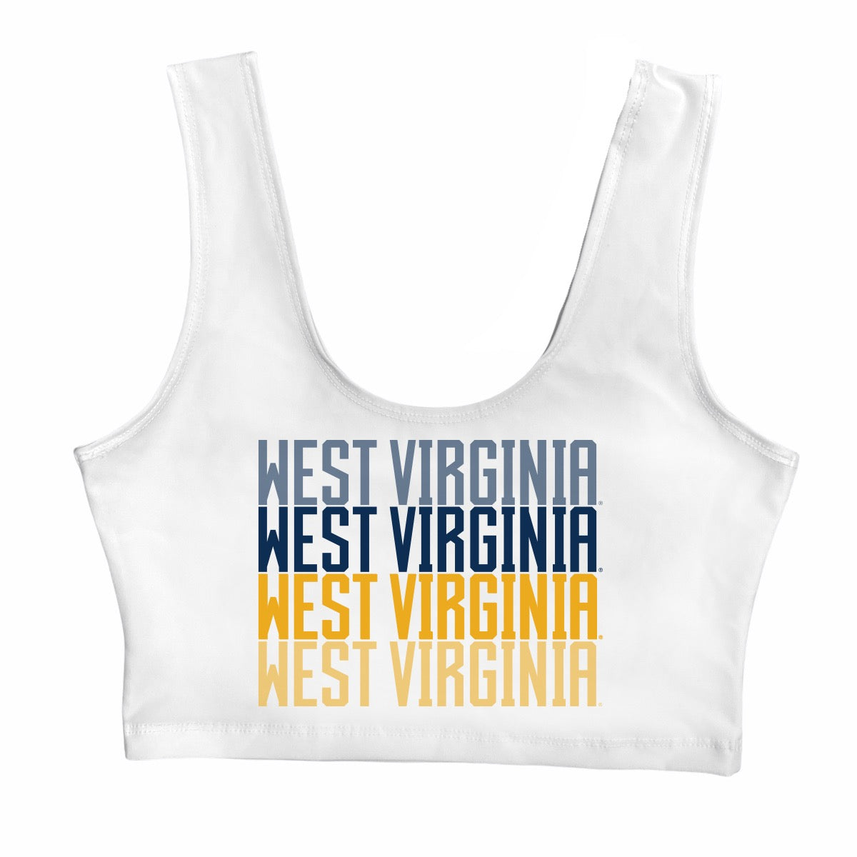 West Virginia Mountaineers White Crop Tank Top