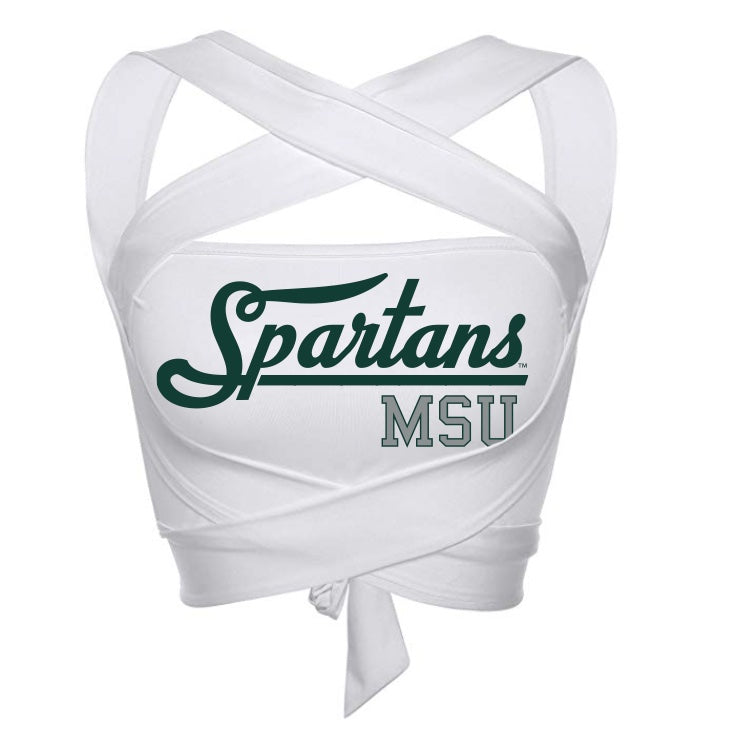 Michigan State White Multi Way Bandeau Top