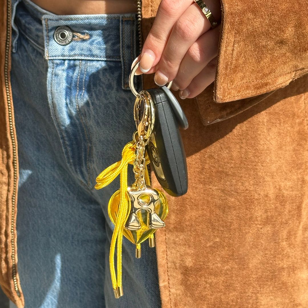 Yellow Heart & Cord Bag Charm