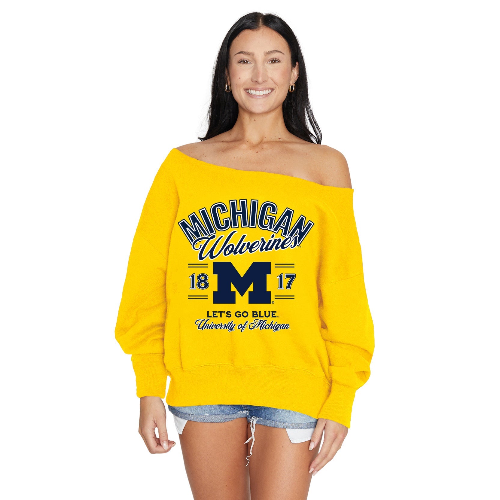 University of Michigan Maize Off the Shoulder Sweatshirt