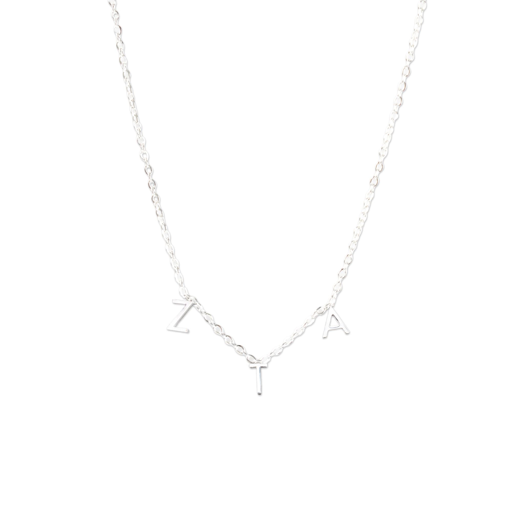 Zeta Tau Alpha Silver Greek Letters Necklace