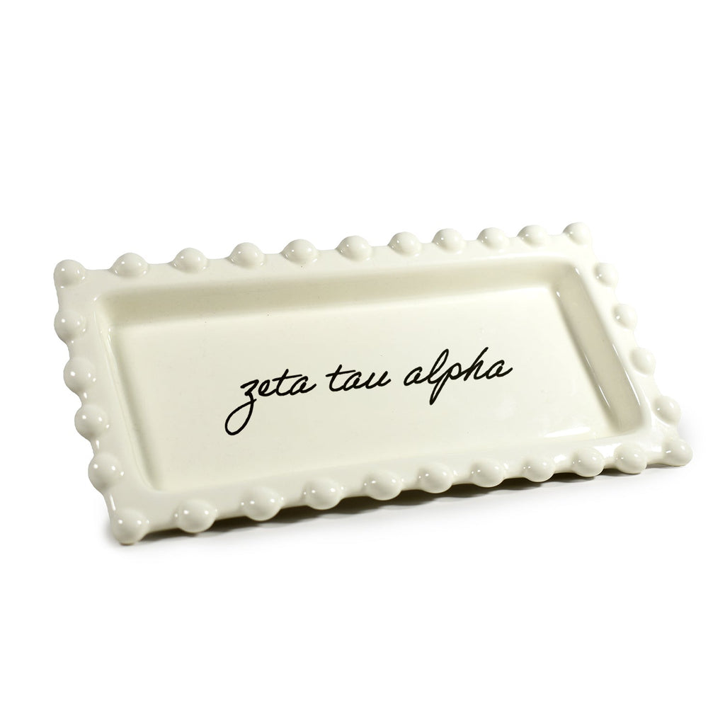 Zeta Tau Alpha Jewelry Dish - Rectangular Cursive Script Sorority Name