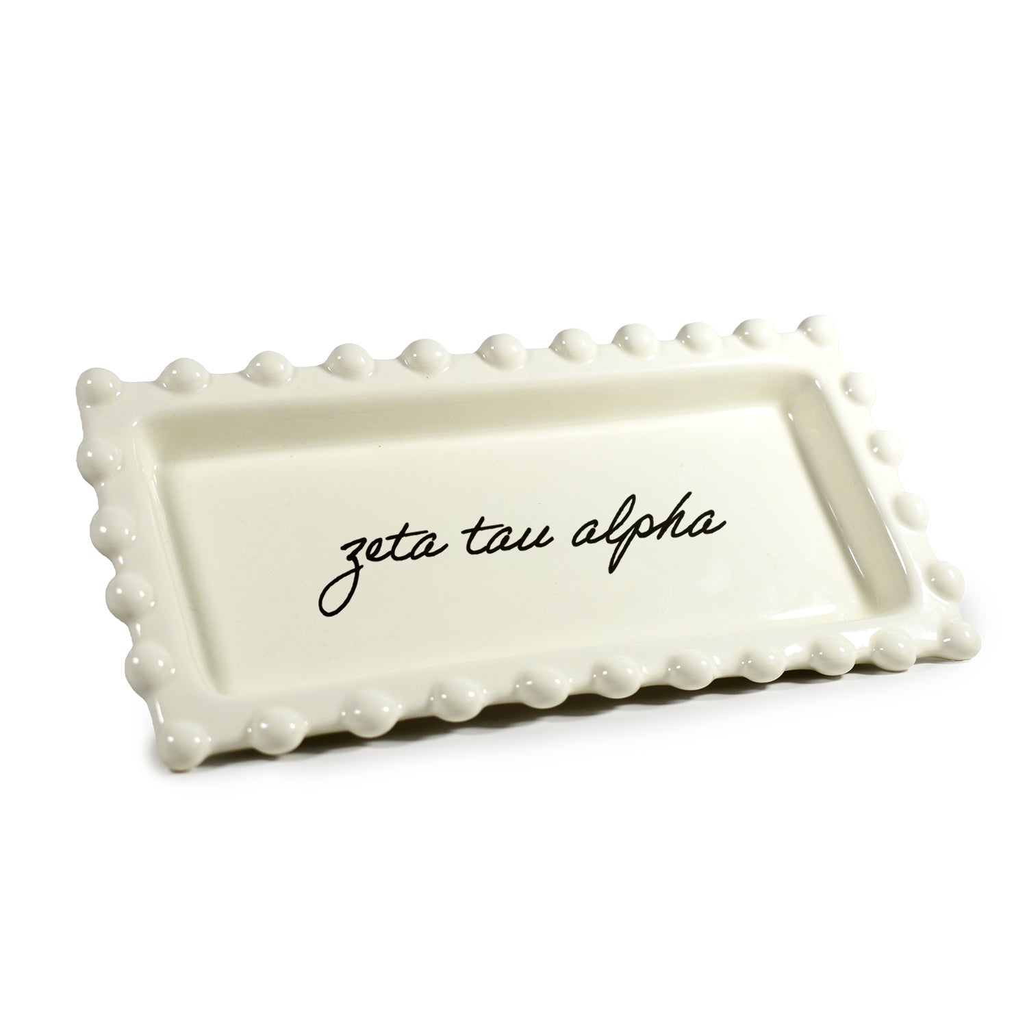 Zeta Tau Alpha Jewelry Dish - Rectangular Cursive Script Sorority Name