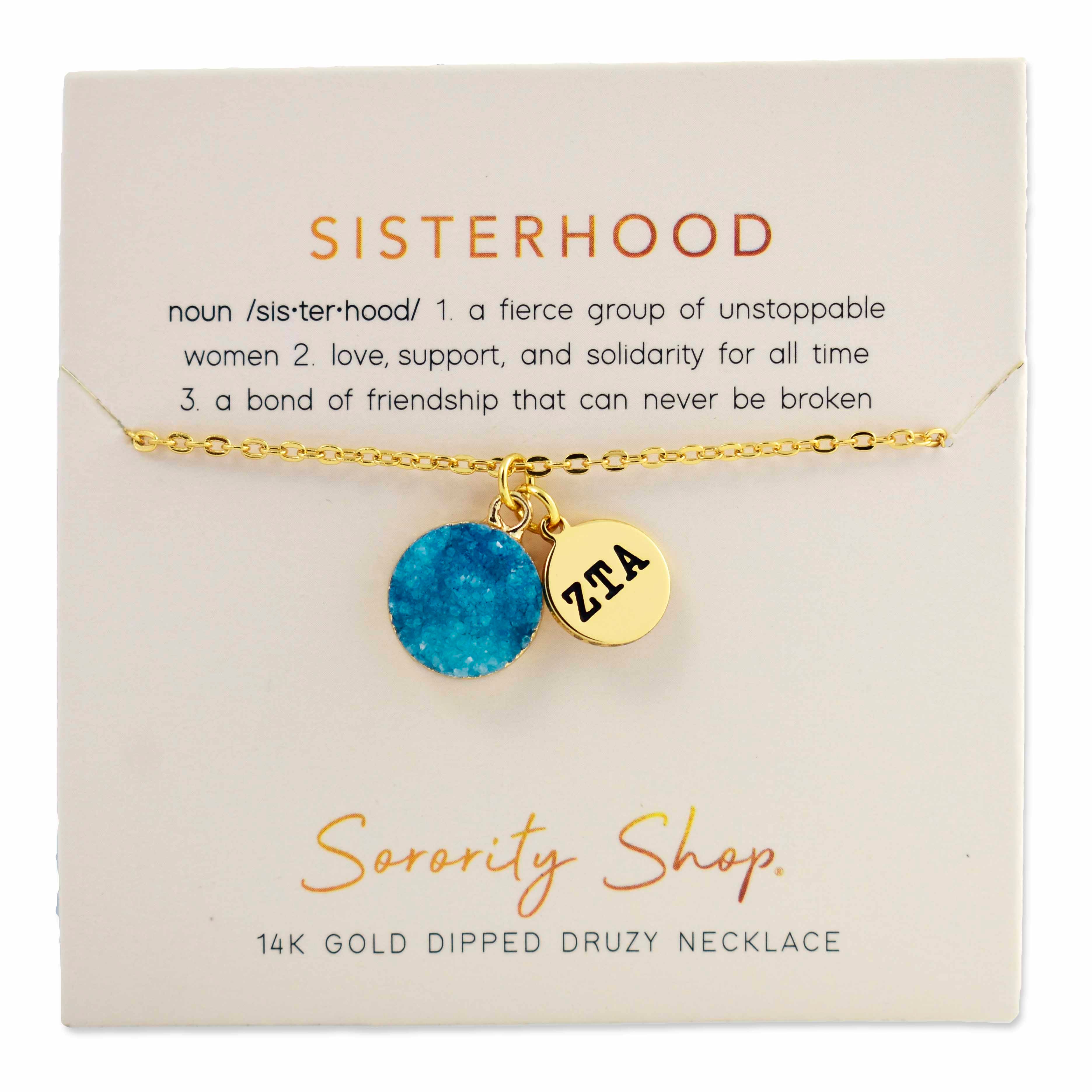 Zeta Tau Alpha Sisterhood Druzy Necklace